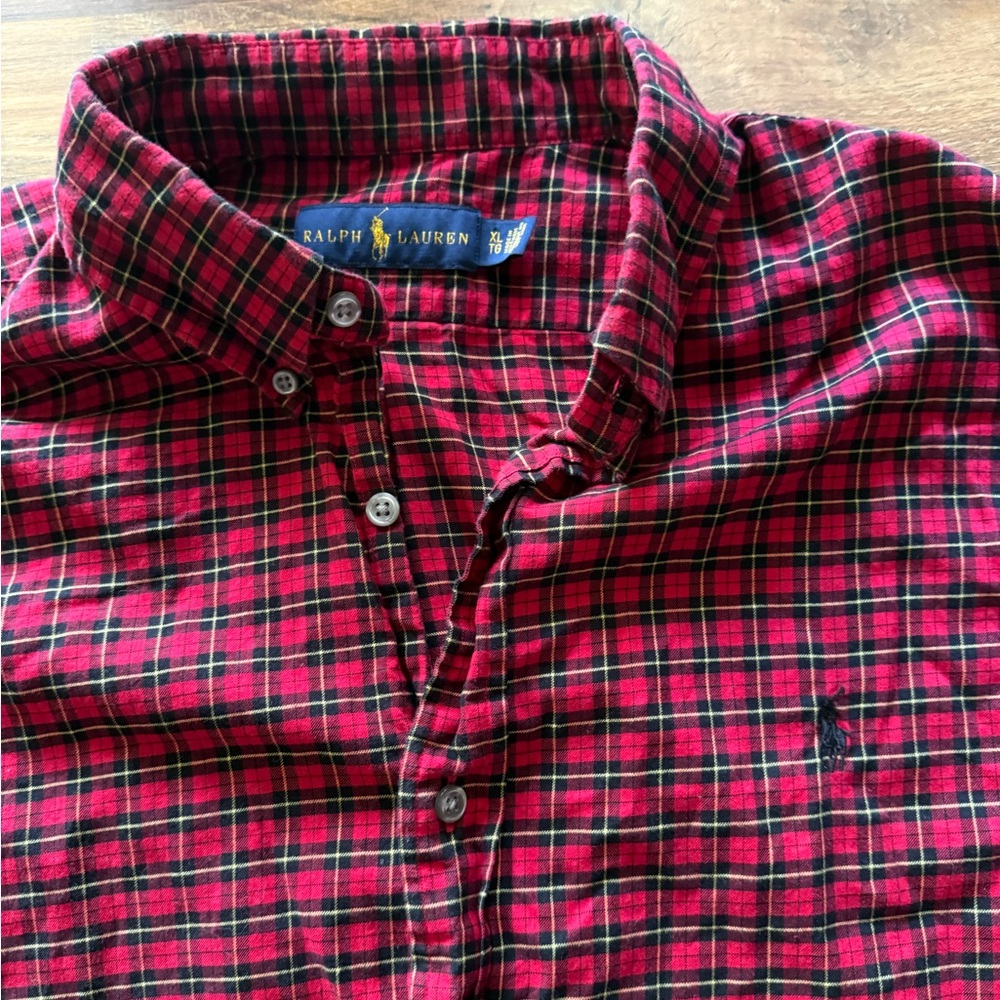 Ralph Lauren Red and Black Plaid Button-Down Shirt